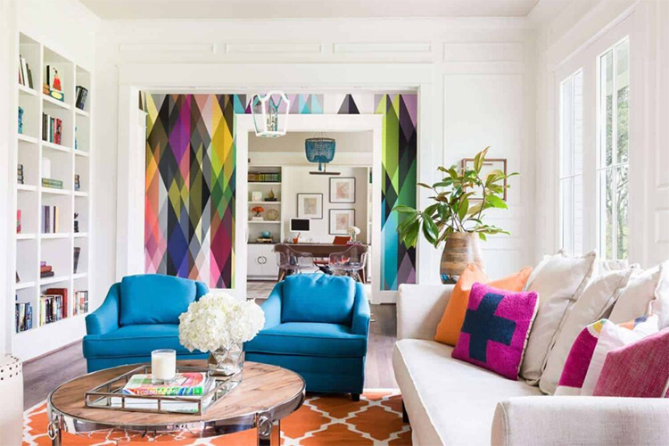 Forget the boring and old with these colorful living room ideas